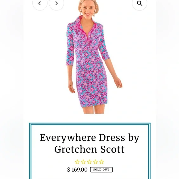 Gretchen Scott Designs Pink and Blue Long Sleeve Dress - Picture 6 of 6